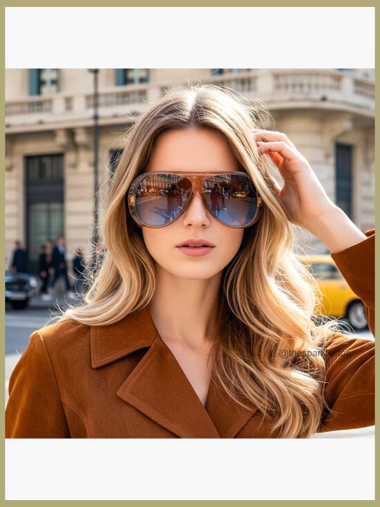 Retro Oversized Aviator Sunglasses Vintage 70s Style Big Square Shield main image 4
